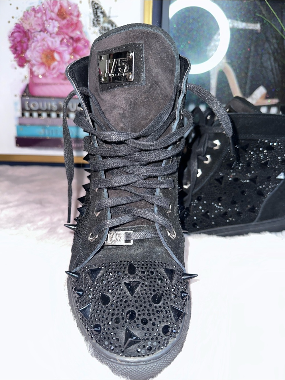 J75 By Jump Zambia Black Studded Spike High Top Sneakers Men’s Size 9 EU 42 - Picture 6 of 11